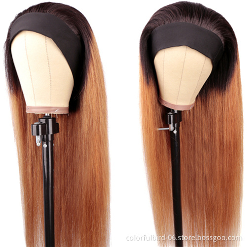 Head band 1b/30 Wigs Human Hair Glueless ombre straight Headband Wig Human Hair No Gel india Hair Wig With Haedband